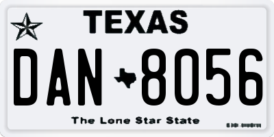 TX license plate DAN8056