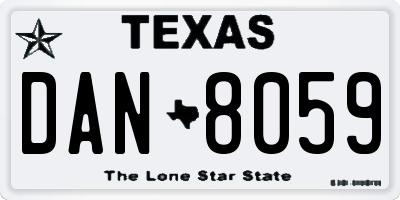 TX license plate DAN8059