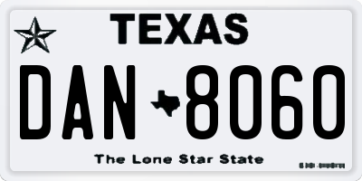 TX license plate DAN8060