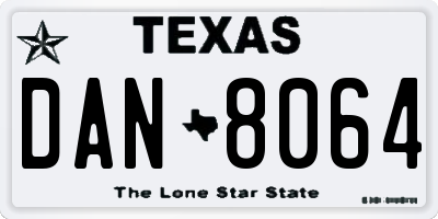TX license plate DAN8064