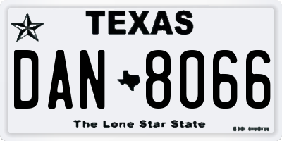 TX license plate DAN8066