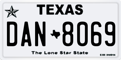 TX license plate DAN8069