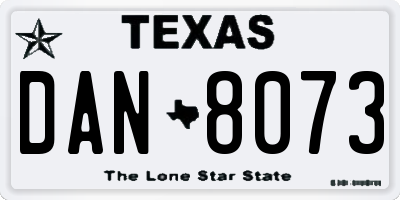 TX license plate DAN8073