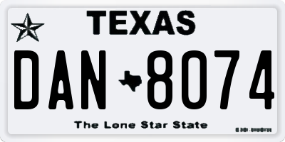 TX license plate DAN8074