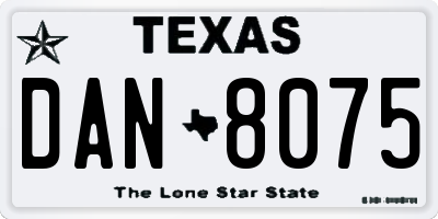 TX license plate DAN8075