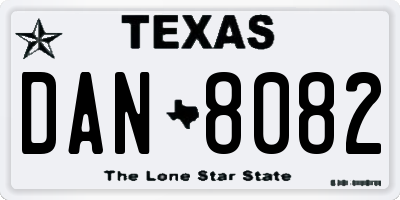 TX license plate DAN8082