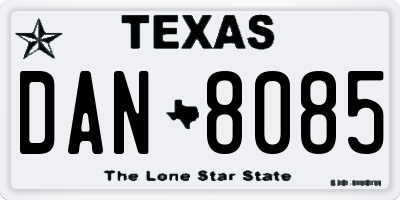 TX license plate DAN8085