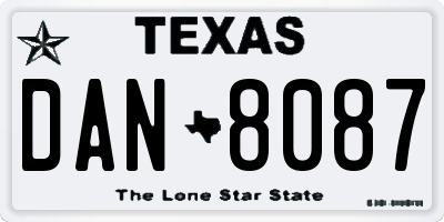 TX license plate DAN8087