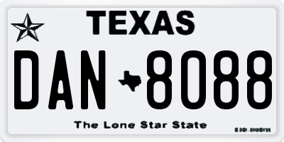 TX license plate DAN8088