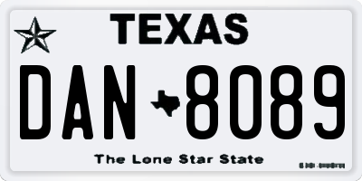 TX license plate DAN8089