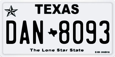 TX license plate DAN8093