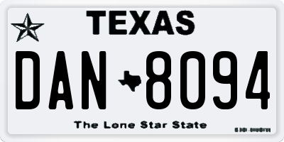 TX license plate DAN8094