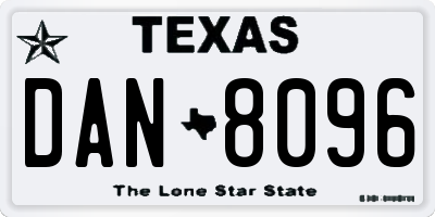 TX license plate DAN8096