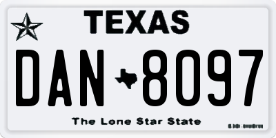 TX license plate DAN8097