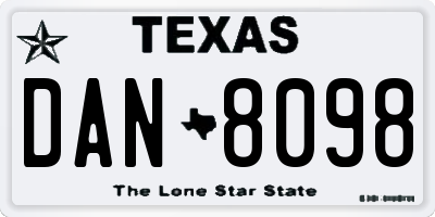 TX license plate DAN8098