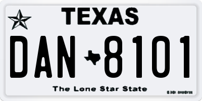 TX license plate DAN8101