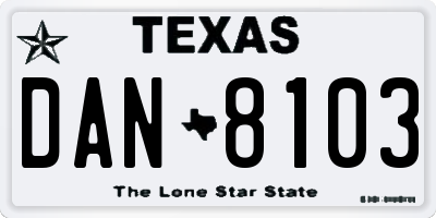 TX license plate DAN8103