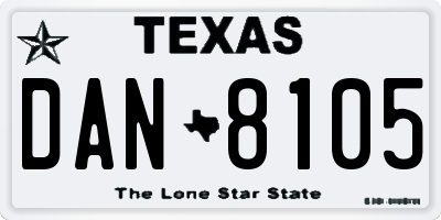 TX license plate DAN8105