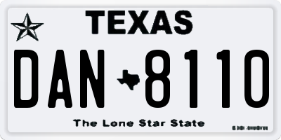TX license plate DAN8110