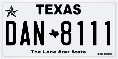TX license plate DAN8111