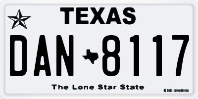 TX license plate DAN8117