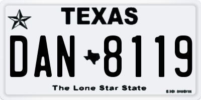 TX license plate DAN8119