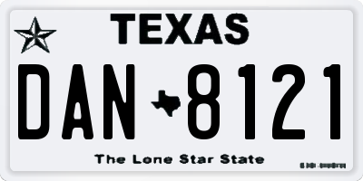 TX license plate DAN8121