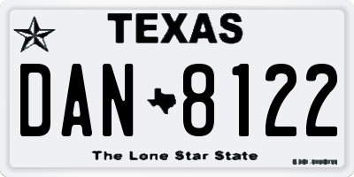TX license plate DAN8122
