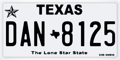 TX license plate DAN8125
