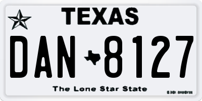 TX license plate DAN8127