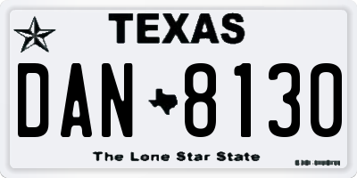TX license plate DAN8130
