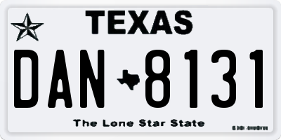 TX license plate DAN8131