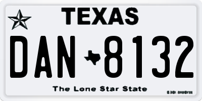 TX license plate DAN8132