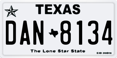 TX license plate DAN8134
