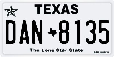 TX license plate DAN8135