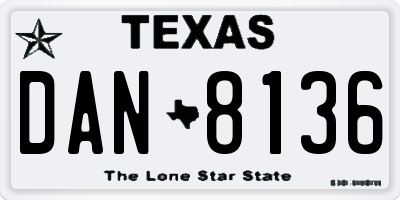 TX license plate DAN8136