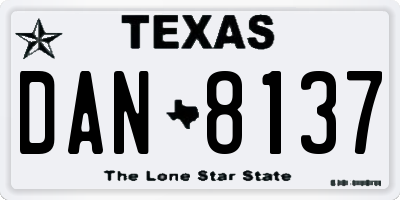 TX license plate DAN8137