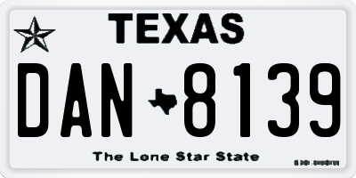 TX license plate DAN8139
