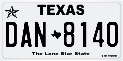 TX license plate DAN8140