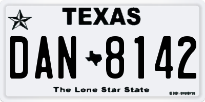 TX license plate DAN8142