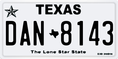 TX license plate DAN8143