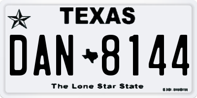 TX license plate DAN8144