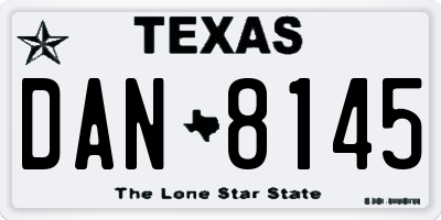 TX license plate DAN8145