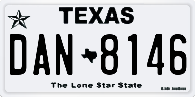 TX license plate DAN8146