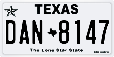 TX license plate DAN8147