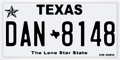 TX license plate DAN8148