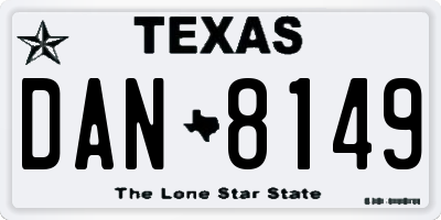 TX license plate DAN8149