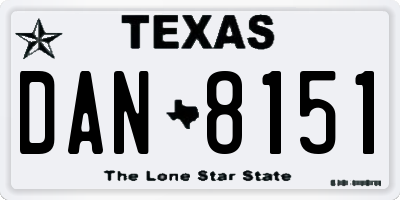 TX license plate DAN8151