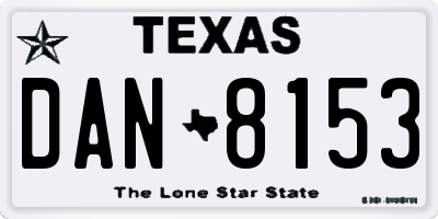 TX license plate DAN8153