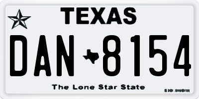 TX license plate DAN8154